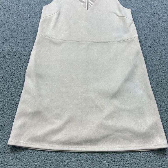 THML Dress Womens Sz.Small Beige Faux Suede V-neck w/Exposed Zipper - Picture 4 of 14